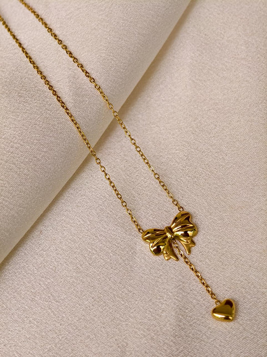 Love ribbon bow necklace